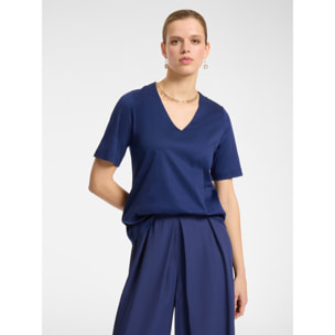 Elena Mirò - Camiseta con cuello en V - Azul