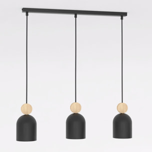 Lampada a sospensione Mesi in acciaio nero opaco