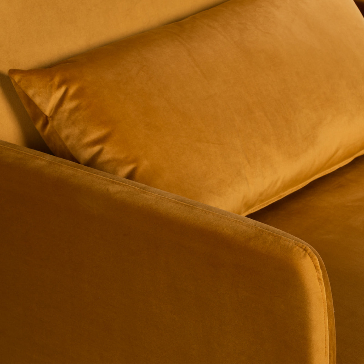 Belushi - Fauteuil convertible en velours : Couleur - Jaune moutarde