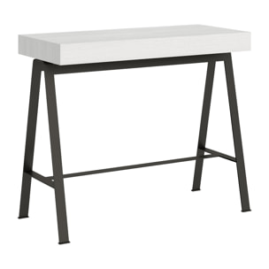 Console extensible 90x40/300 cm Banco Frêne Blanc cadre Anthracite