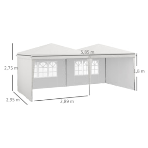 Carpa Plegable 6x3 m con Paredes Laterales Carpa para Fiestas Altura Ajustable con Bolsa de Transporte Ruedas y 5 Bolsas de Arena para Exterior Jardín Patio Blanco