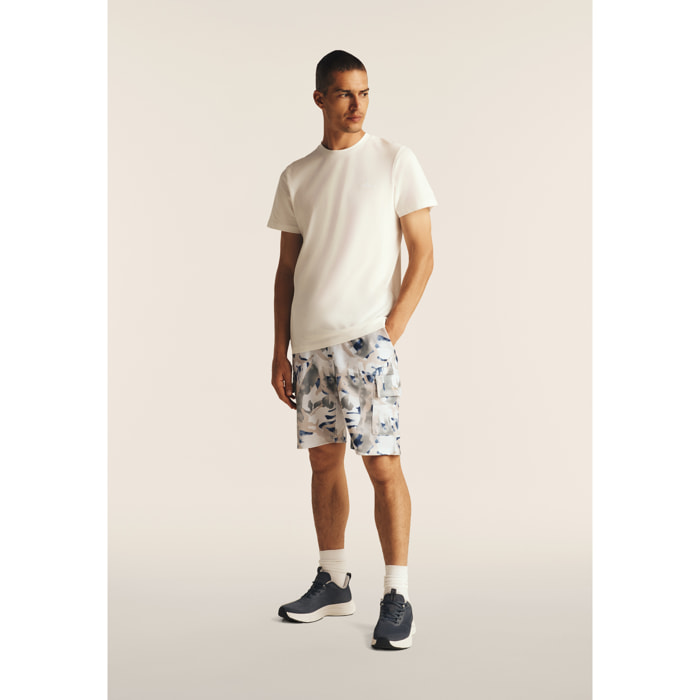 Pantaloni corti cargo uomo camouflage in tessuto tecnico