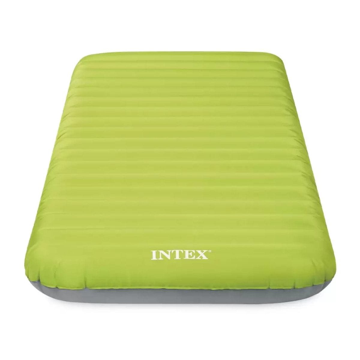 Intex 64097NP - Materasso Gonfiabile Camping Singolo in TPU, Verde, con Pompa Elettrica Portatile, 76x191x17 cm