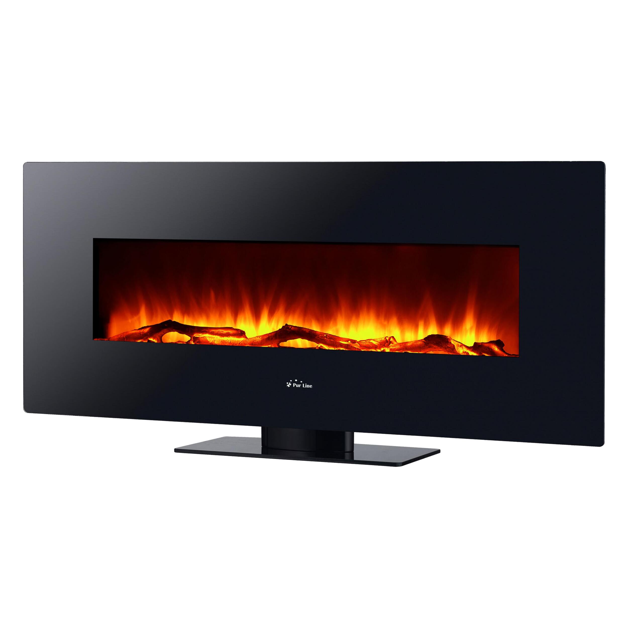 Chimenea eléctrica panorámica de cristal templado negro CHE-515 PURLINE