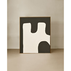 Tableau noir et blanc décoratif sur coton avec cadre en bois peint à la main à la peinture à l'huile en différentes tailles