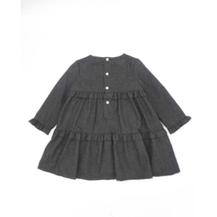 Vestido de franela con volantitos gris