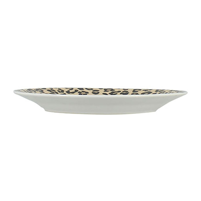 Lot de 6 assiettes à dessert léopard 20cm en porcelaine beige LEOPARD