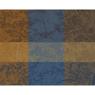 Set pur coton enduit motif jacquard Mille branchages crepuscule