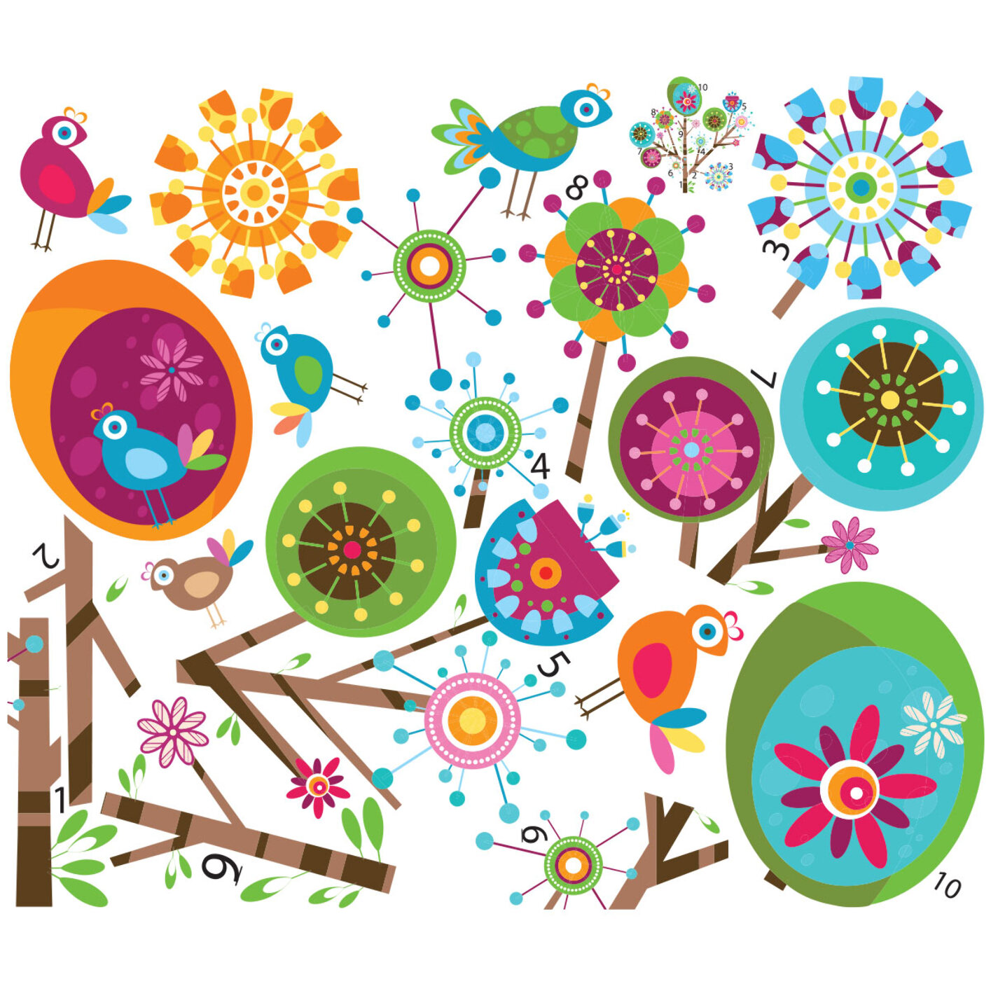 Stickers muraux | Sticker Mural Autocollant - ENFANT ARBRE MULTICOLOR - adhésifs fond transparent