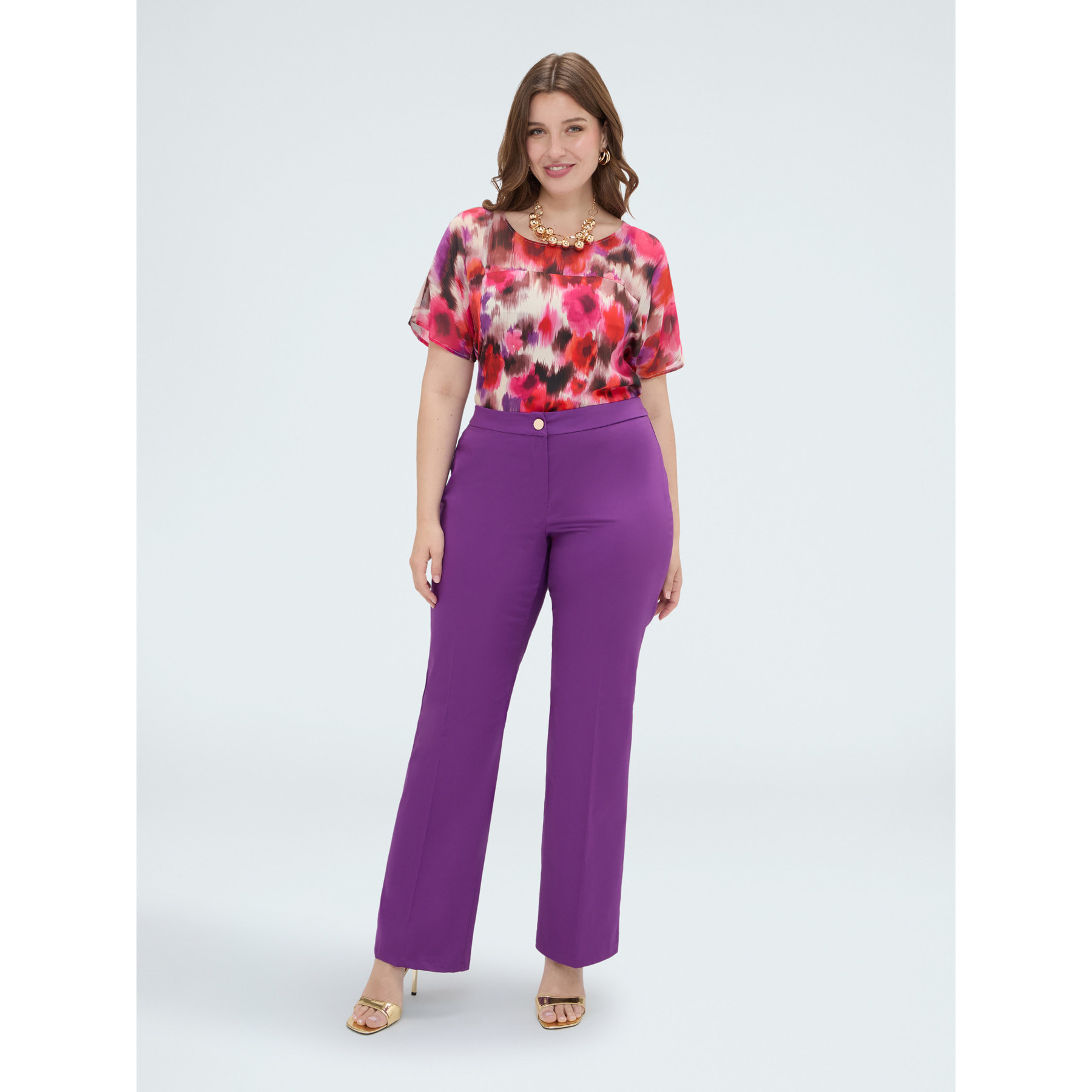 Fiorella Rubino - Pantalones de algodón elásticos regulares - Violeta