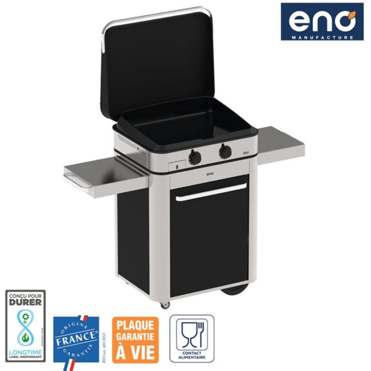 Plancha gaz ENO Combo Enosign 65 Inox et Noir