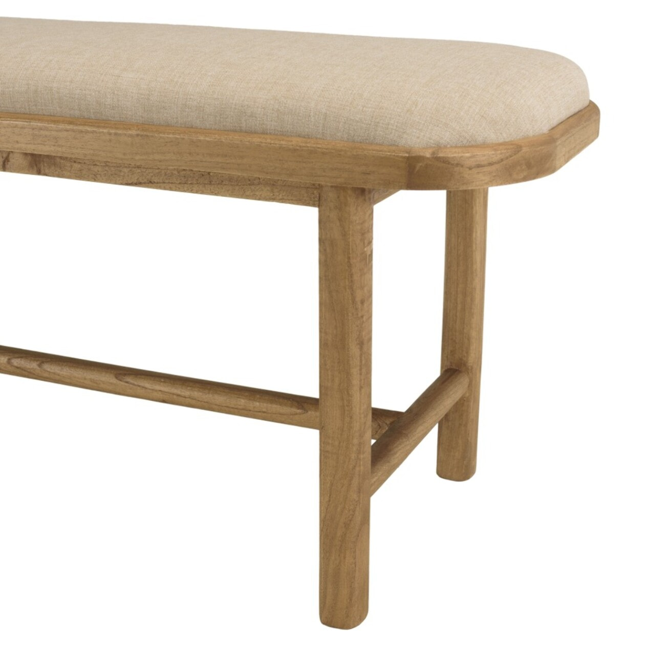 AMY - Banc 1 place avec coussin beige en bois de mindi et rotin