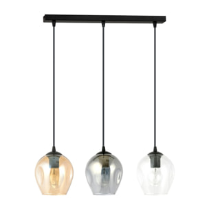 Lampada a sospensione ISTAR in acciaio nero e vetro mix