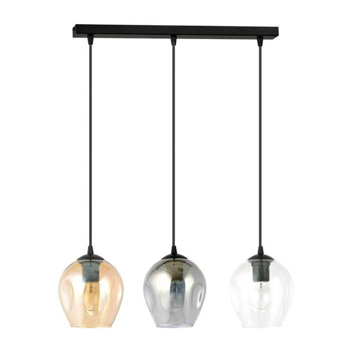 Lampada a sospensione ISTAR in acciaio nero e vetro mix