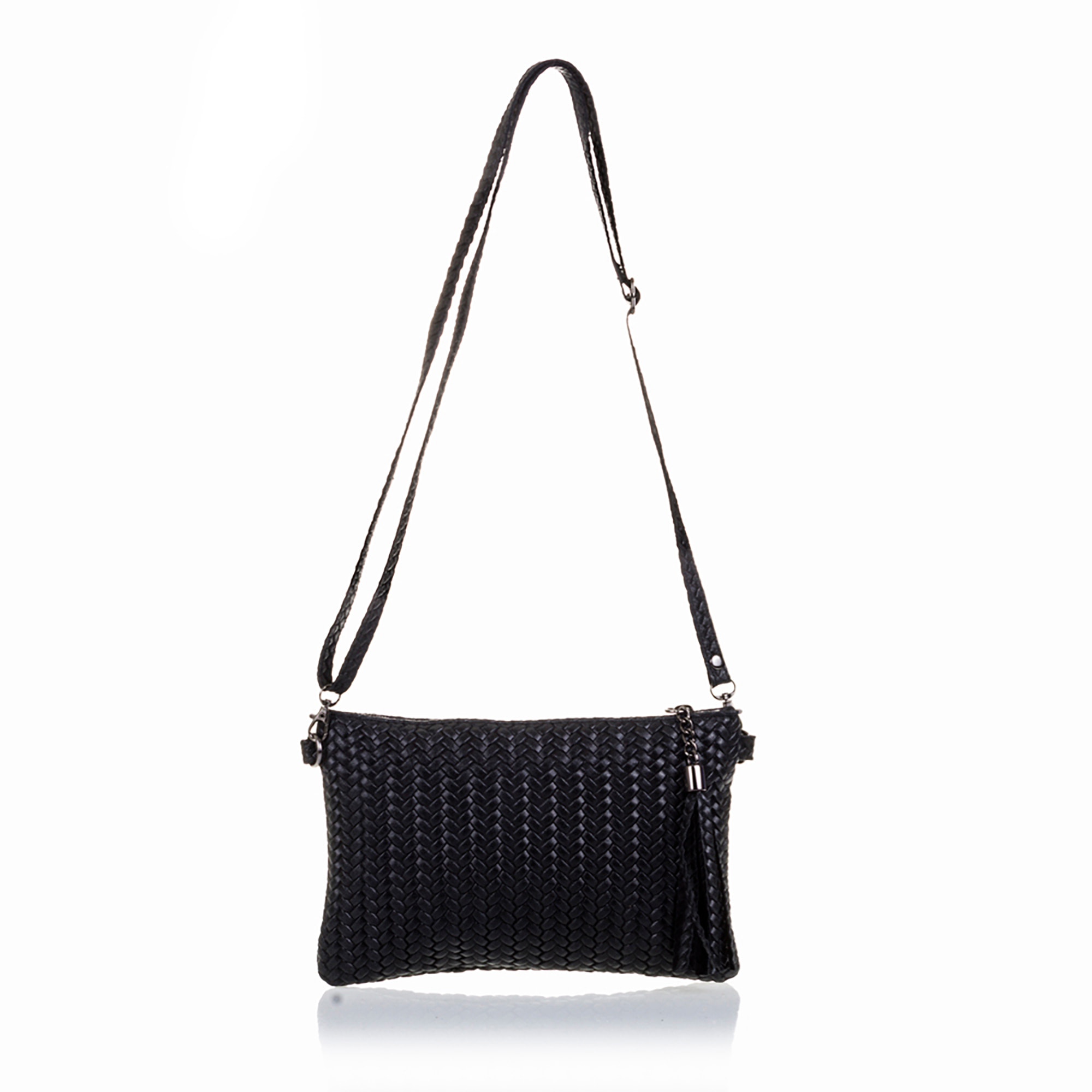 FIRENZE ARTEGIANI Borsa a Spalla da Donna Oleggio. Vera Pelle Scamosciata Incisa Spina di Pesce Made in Italy 23x4x15 Cm. Colore nero