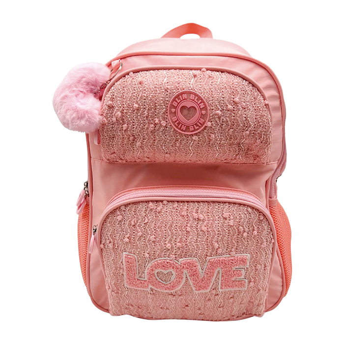 Zaino Primario Blin Blin Love a doppio scomparto, di grande capacità e adattabile a carrello. Con accessorio cuore.
