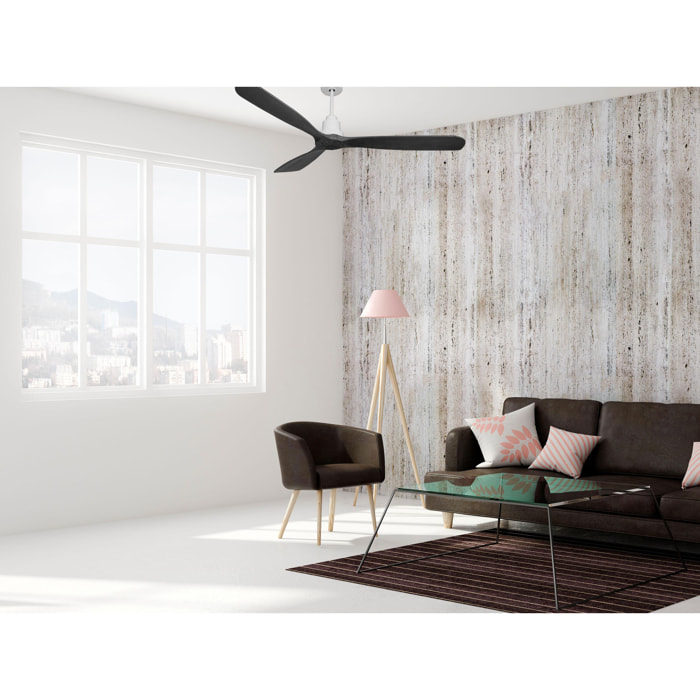 Ventilateur de plafond Réversible  Thermostat Wifi Moteur à courant continu Toits en pente Télécommande Hypersilence Mémoire FullWood Shopify Vendible (AUTOMATIQUE)