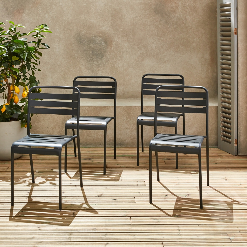 Chaise de jardin acier (lot de 4) AMÉLIA