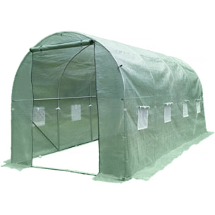 Serre tunelle de jardin 4,5 x 2 m "Lys" - 9 m² - 130g - Vert