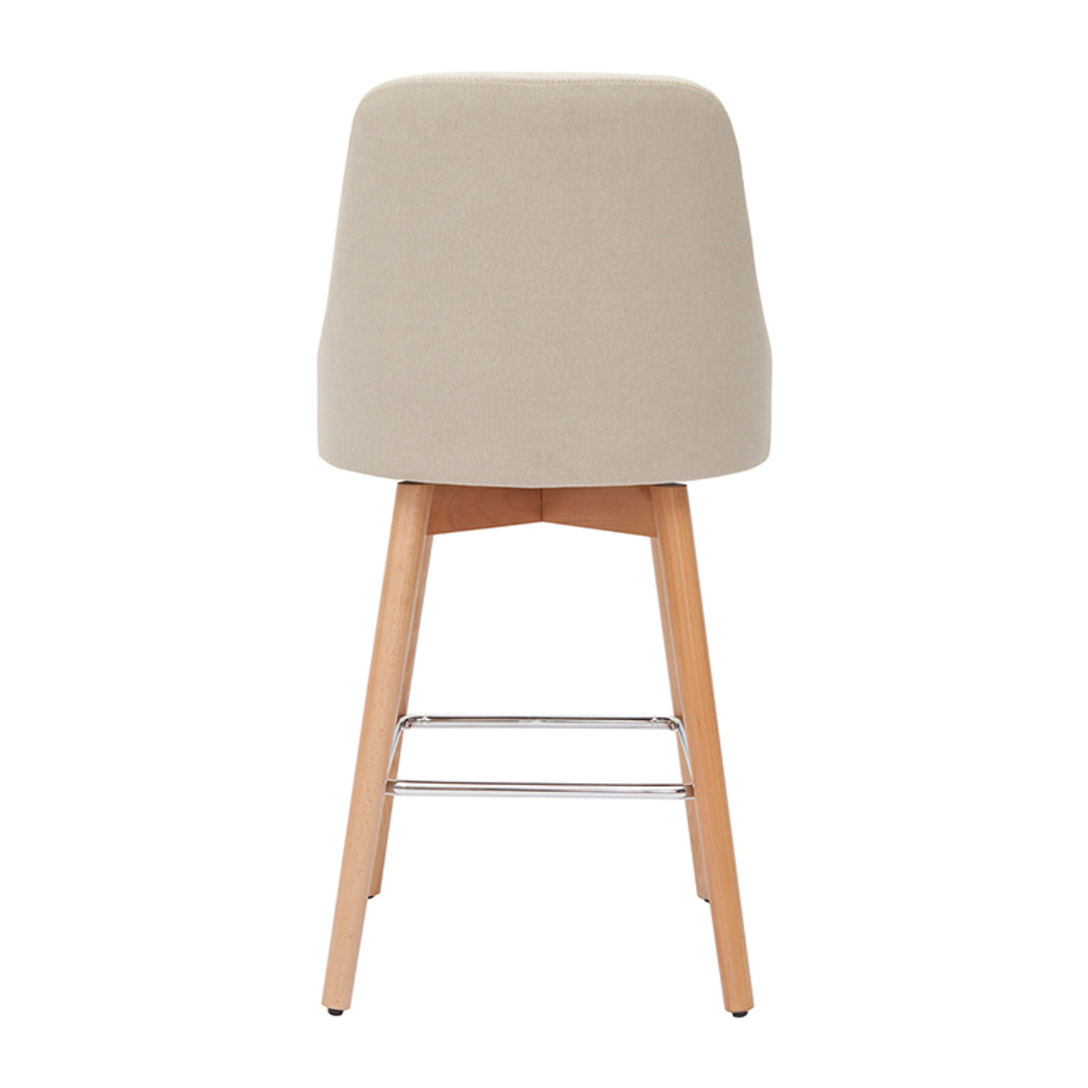 Tabourets de bar scandinaves pivotants 360° en tissu beige et bois hêtre massif H65 cm (lot de 2) HASTA