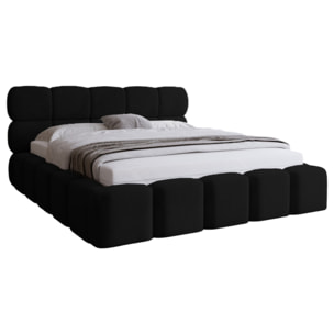 Mariposa - lit coffre - 180x200 cm - sommier inclus - en velours - Noir