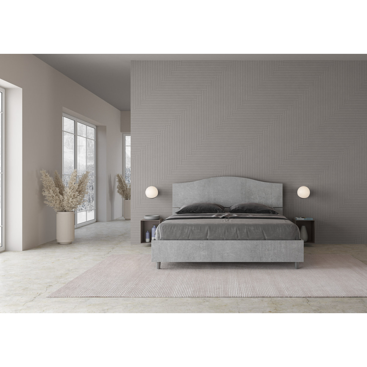 Letto con rete 160x190 cemento Dores