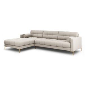 Canapé d'angle gauche "Bali" 5 places en tissu structurel beige