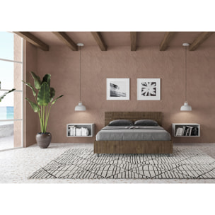 Cama doble sin somier 140x200 con cabecera inclinada de listones nogal Ankel