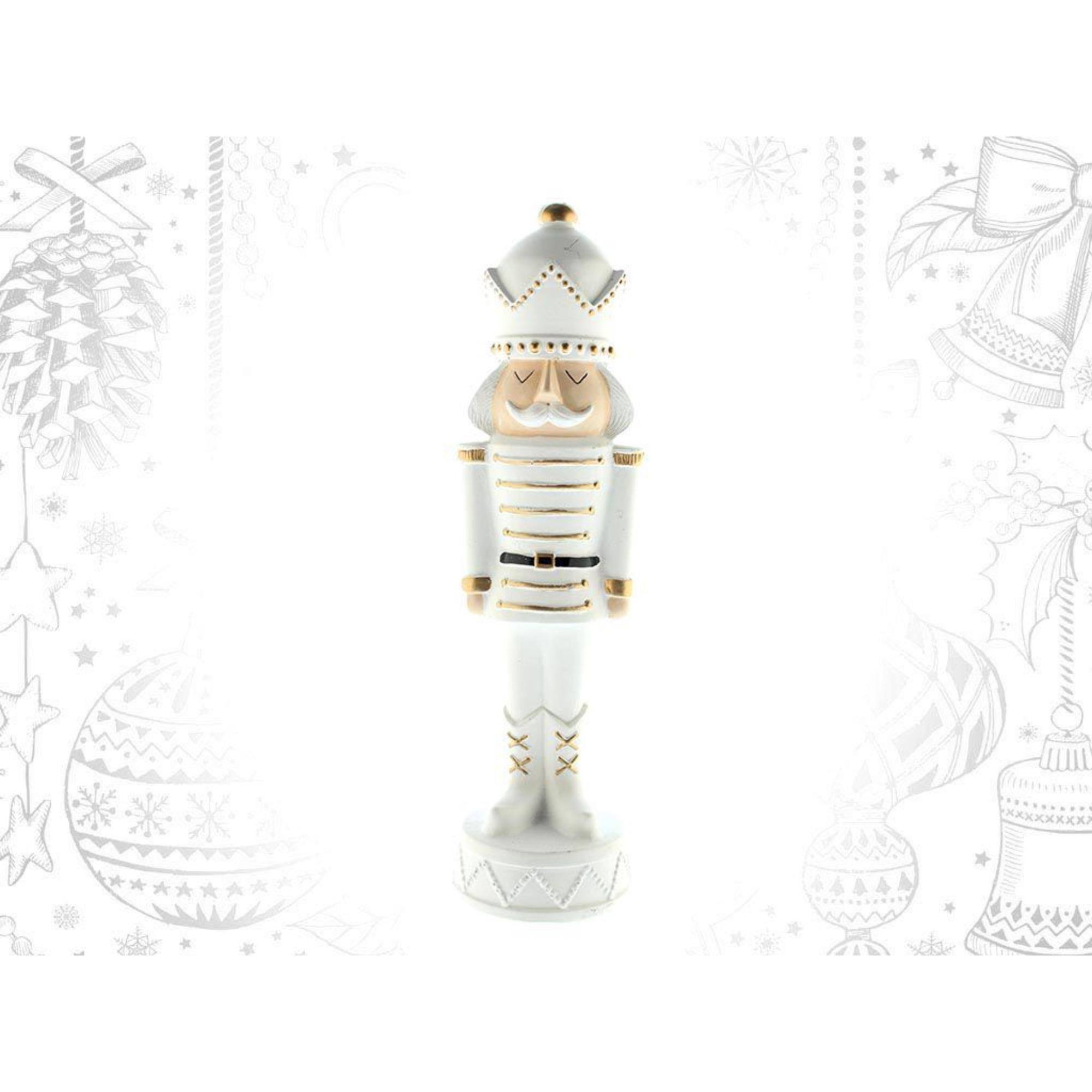 Soldado decorativo de navidad en poliresina blanco de estilo cascanueces h.25cm
