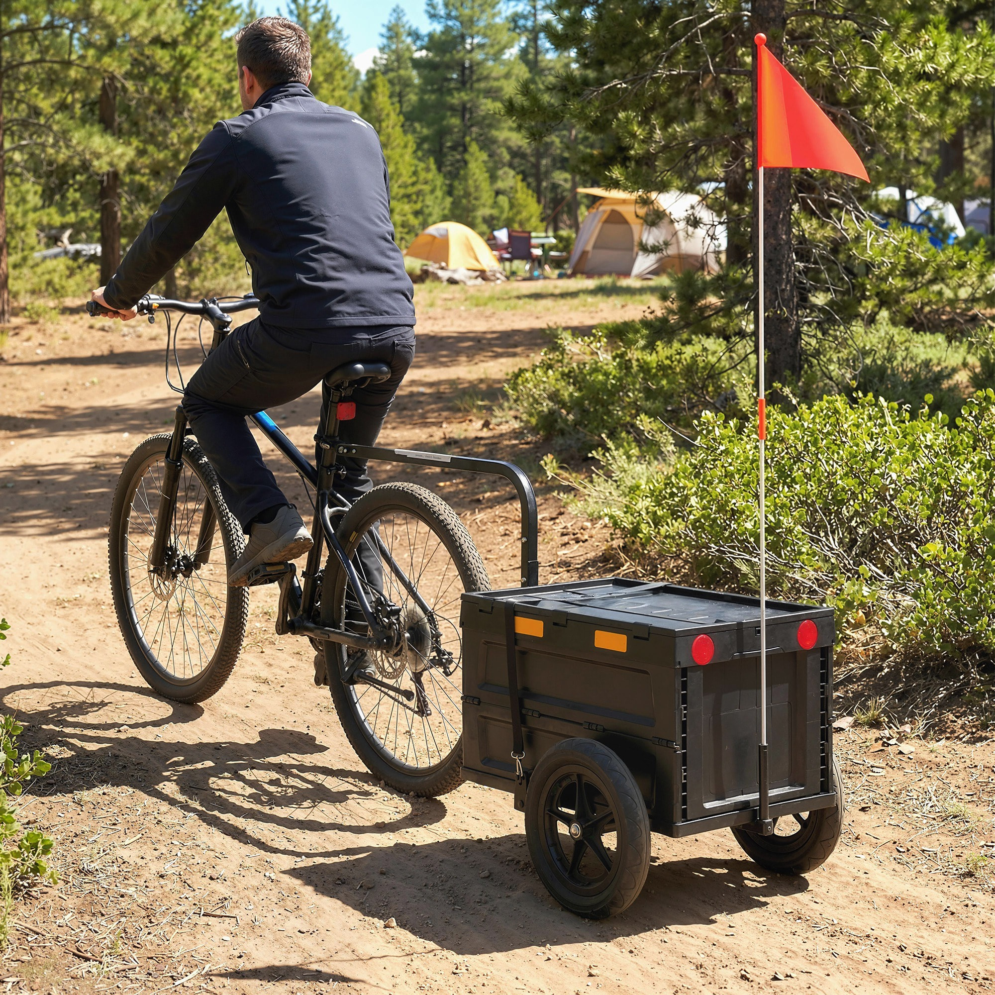 Remorque vélo cargo pliable caisse plastique 65L noir