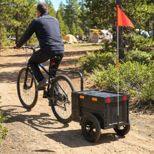 Remorque vélo cargo pliable caisse plastique 65L noir