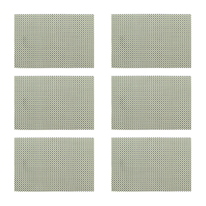 Lot de  6 sets de table tissé en PVC vert 45x30cm