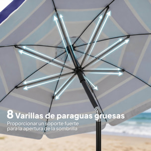 Sombrilla de Playa con Mesa Plegable y Portavasos Ø198 cm, Sombrilla de Terraza Exterior con Altura Ajustable, Inclinación, Bolsa de Transporte y Gancho, UV30+, Multicolor