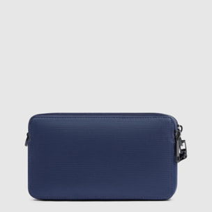 Piquadro Pochette in pelle a due scomparti in tessuto riciclato e pelle con polsiera rimovibile