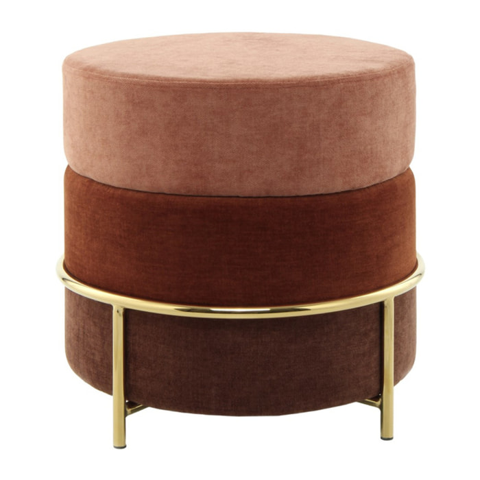 Pouf tondo Matilda 225 in velluto terra e oro