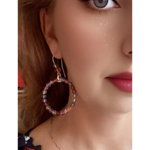 Pendiente aro Luces de Verano en dorado multicolor