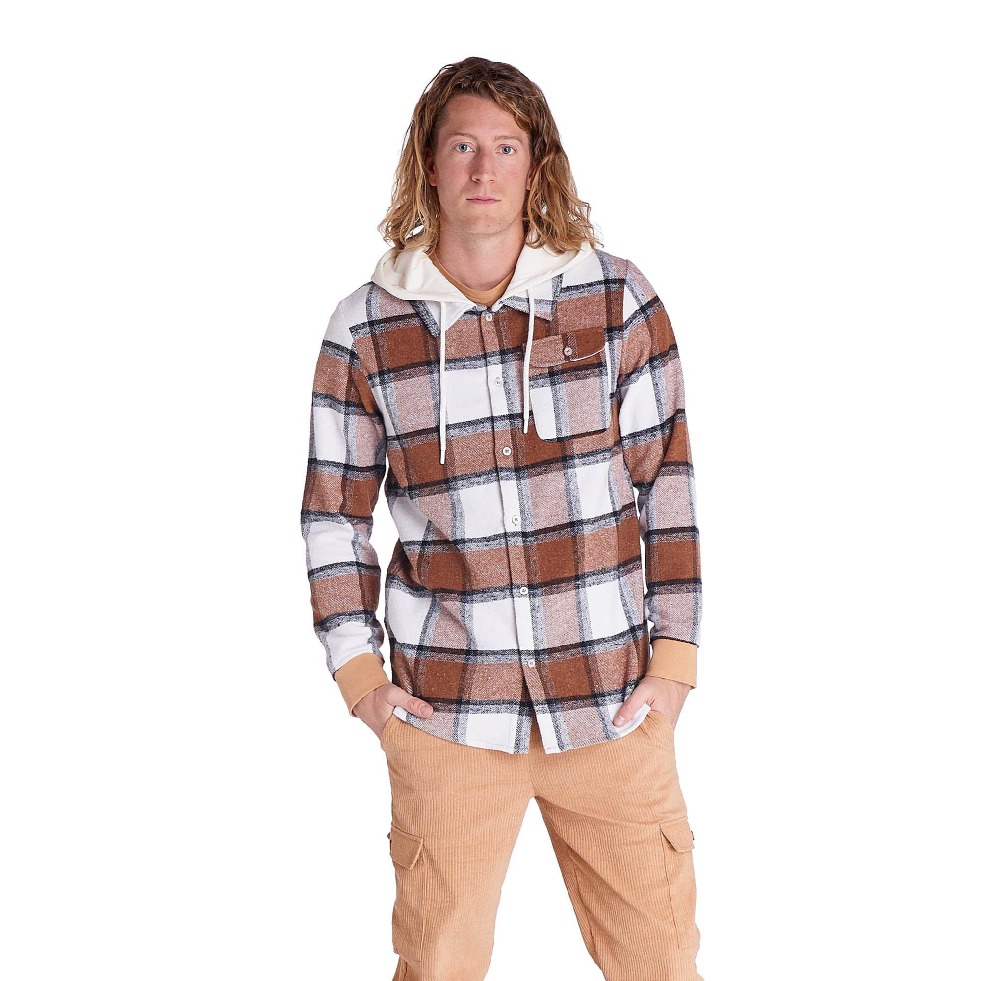 Camicia da uomo in flanella con cappuccio Earth Tones