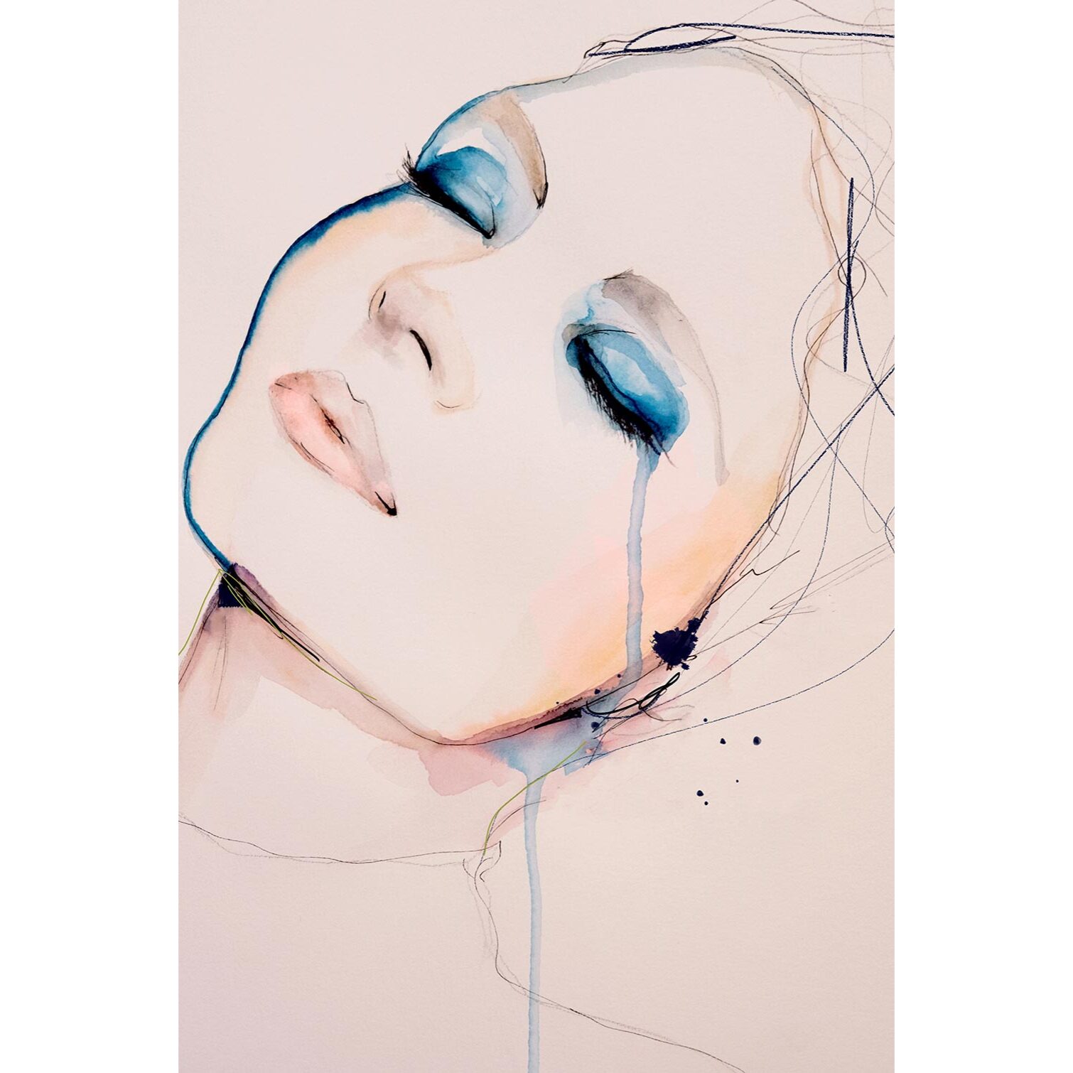 Tableau romantique portrait de femme bleu nuit  Tableau alu Dibond