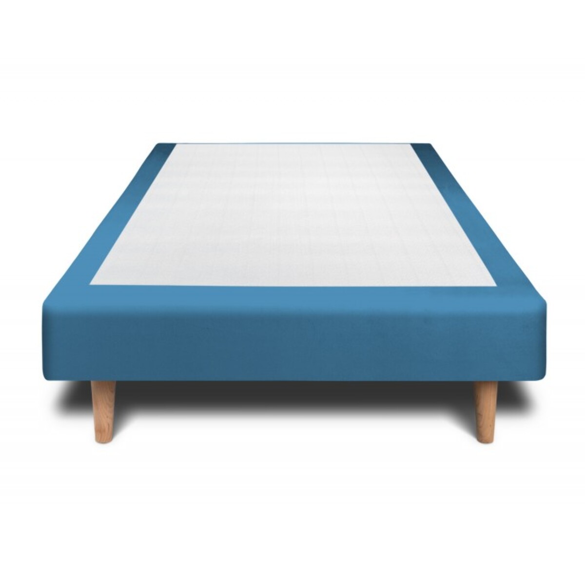 Lit avec tête de lit bandes horizontales velours et sommier tapissier Ep14