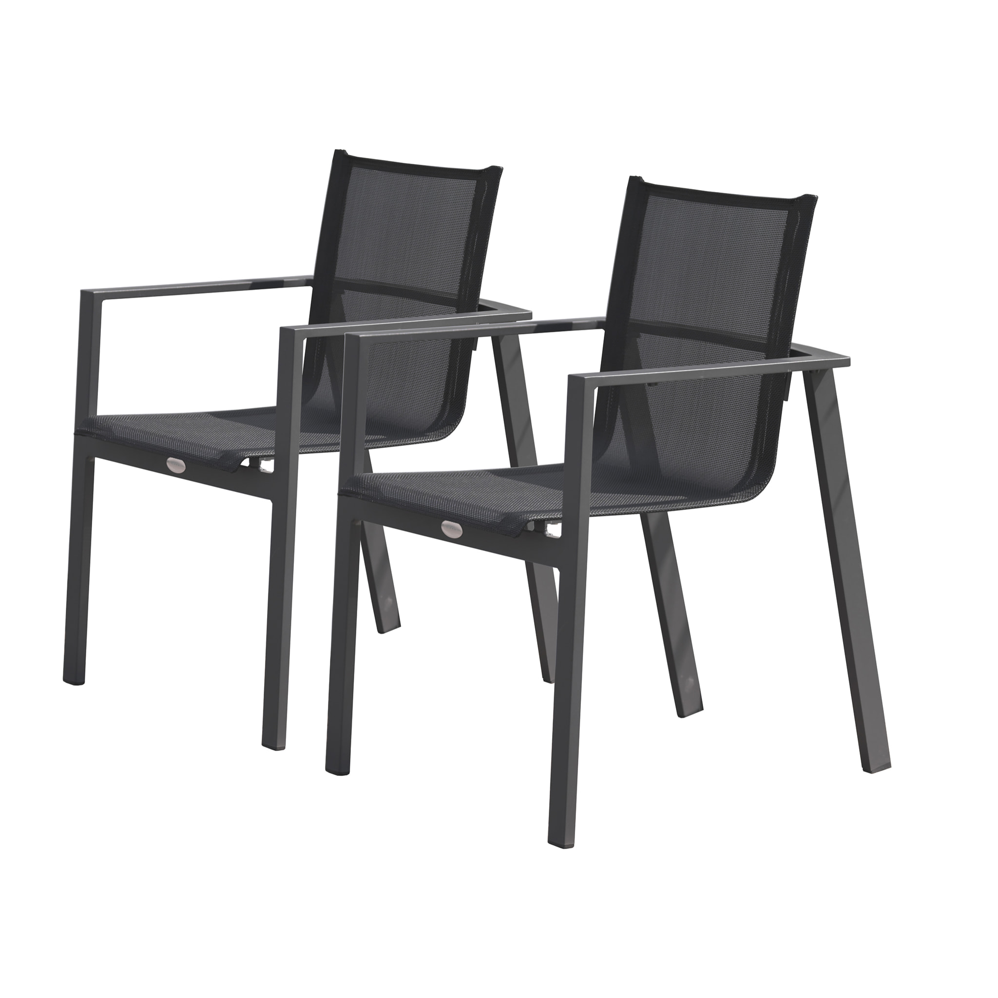 ALU-MIAMI - Lot de 2 fauteuils de jardin empilables en aluminium