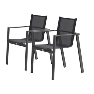 ALU-MIAMI - Lot de 2 fauteuils de jardin empilables en aluminium