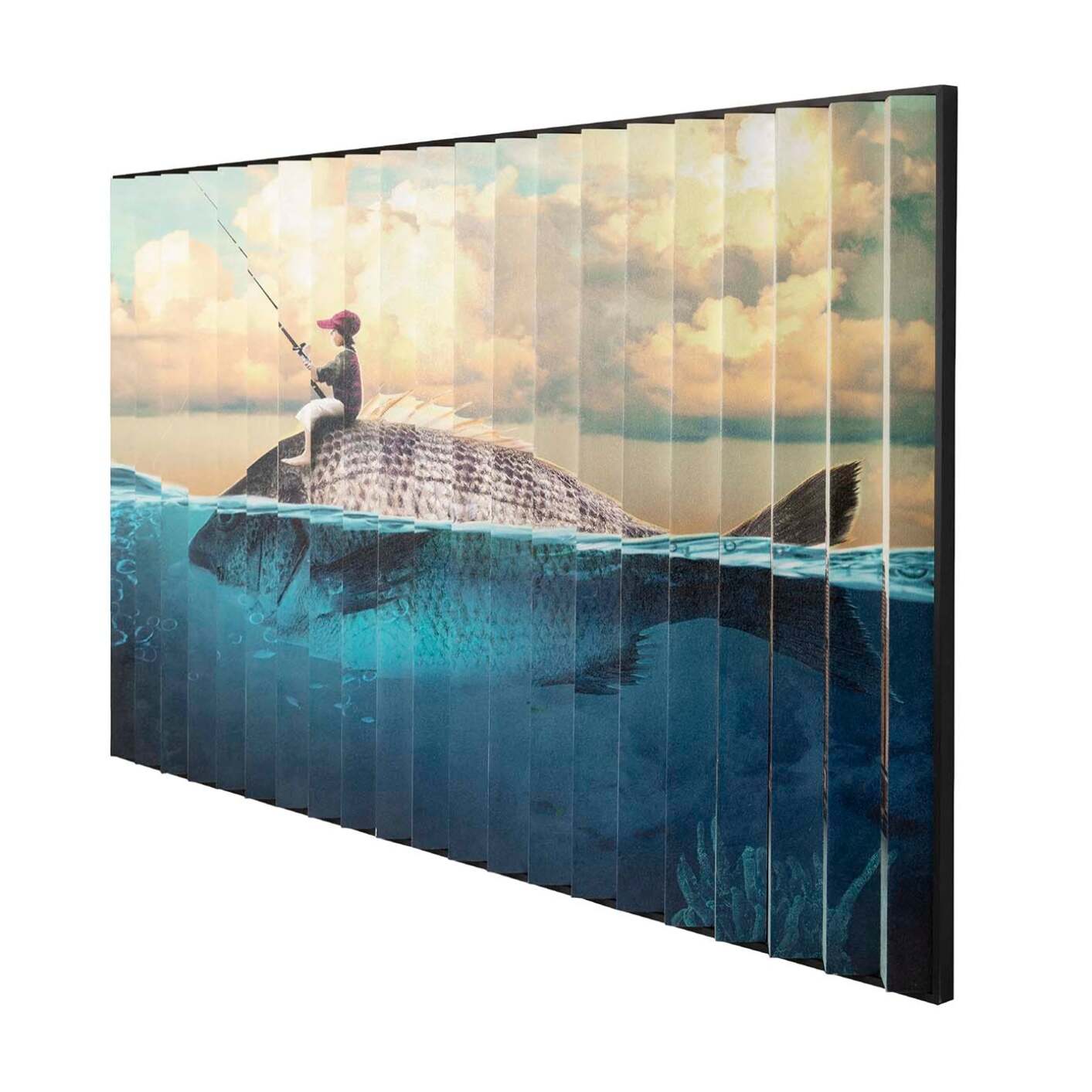Cuadro Pescador Con Marco Madera 200x4x113 Cm