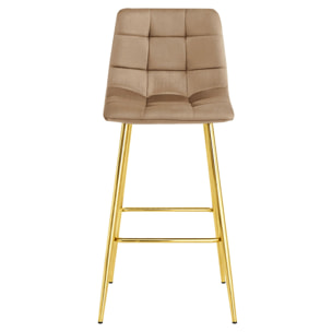 Sgabello Arceto in velluto marrone con gambe dorate