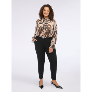 Fiorella Rubino - Blusa stampa animalier con fiocco - Marrone