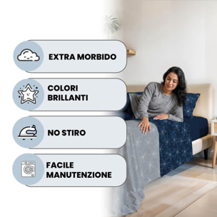 COMPLETO LETTO FASHION, 100% Microfibra, No Stiro - FIREWORKS