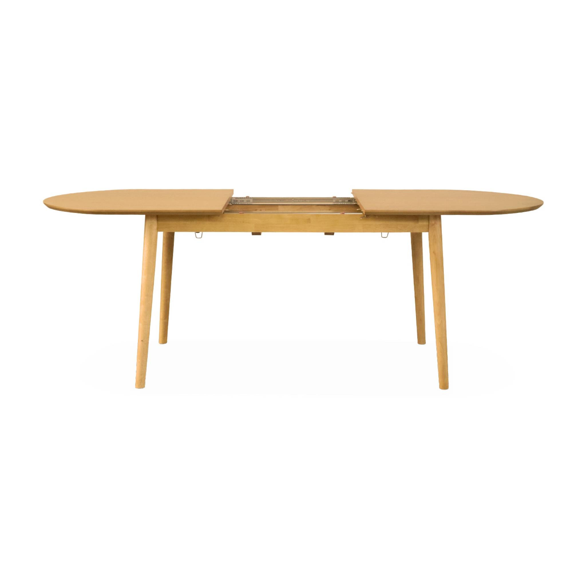 Table à manger oblongue extensible bois d'hévéa et placage chêne 6-8 places LISA