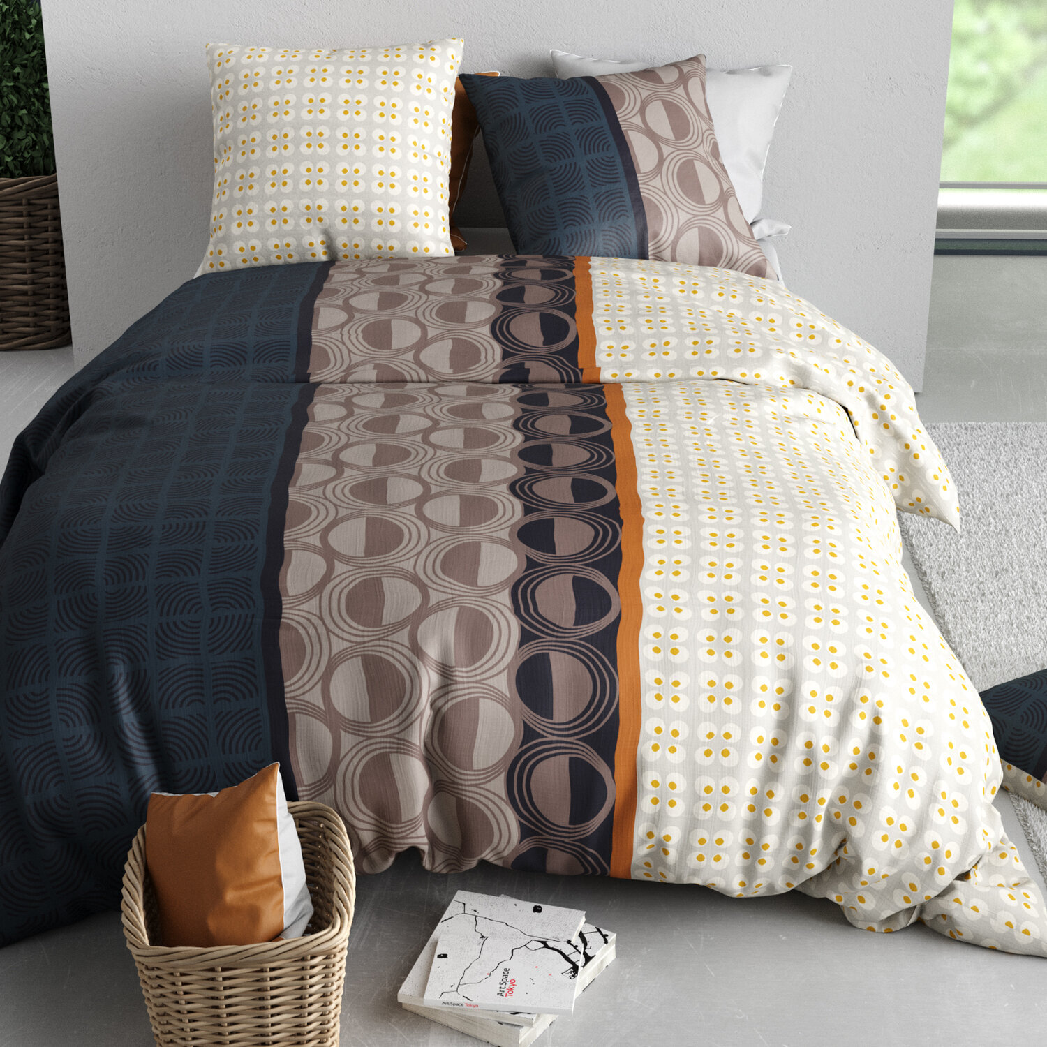 Parure housse de couette imprimé 100% coton - curtis