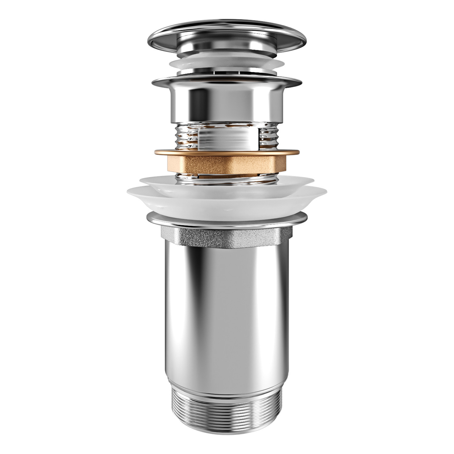 Piletta Click-Clack Universale 11 Cm In Ottone Cromato Scarico Lavabo E Bidet Con O Senza Troppopieno Apertura A Pressione Pratica E Design Elegante