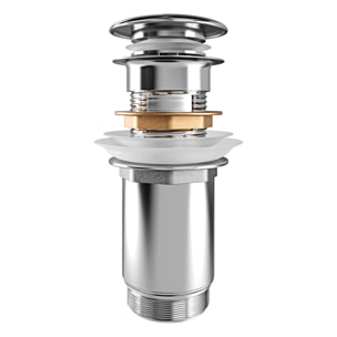 Piletta Click-Clack Universale 11 Cm In Ottone Cromato Scarico Lavabo E Bidet Con O Senza Troppopieno Apertura A Pressione Pratica E Design Elegante