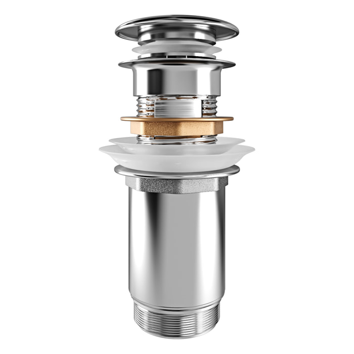 Piletta Click-Clack Universale 11 Cm In Ottone Cromato Scarico Lavabo E Bidet Con O Senza Troppopieno Apertura A Pressione Pratica E Design Elegante